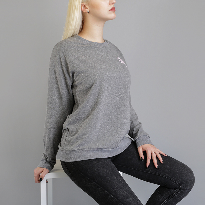 женская серая толстовка Stussy Puff Stock Crew 2911074-grey heather - цена, описание, фото 1